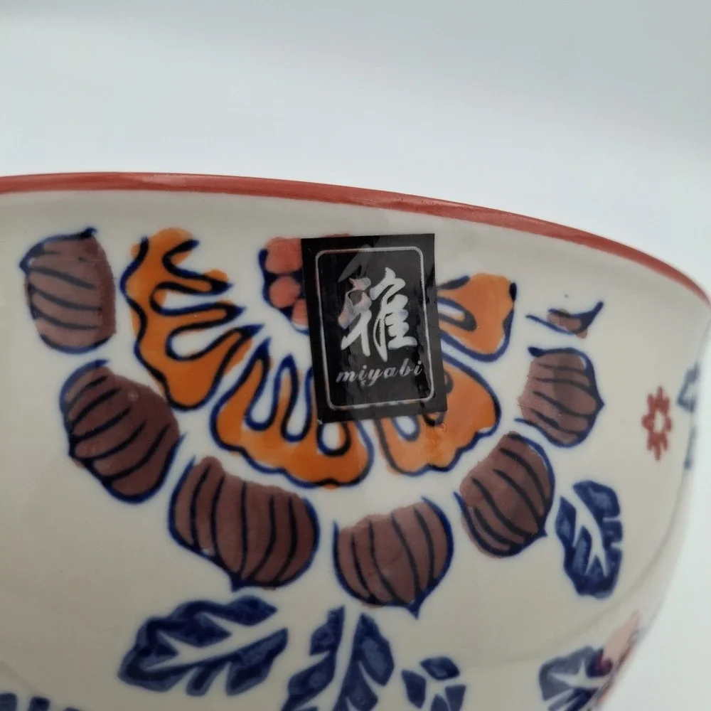 Yokohama Studio‎ Miyabi Japan Handpainted Floral Ceramic Noodle Serving Bowl